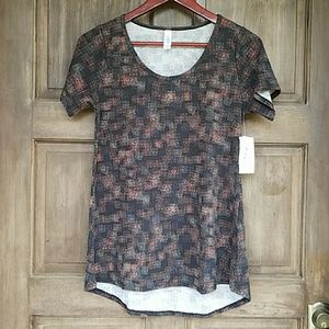 Lularoe Classic T NWT XS Black Gray Orange Squares